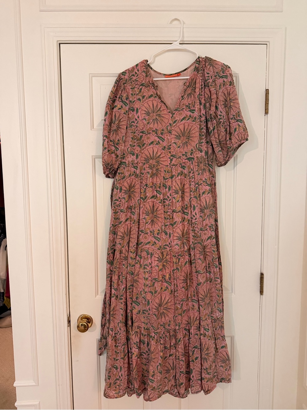 Oliphant Puff-Sleeve Maxi Dress in Dusty Rose